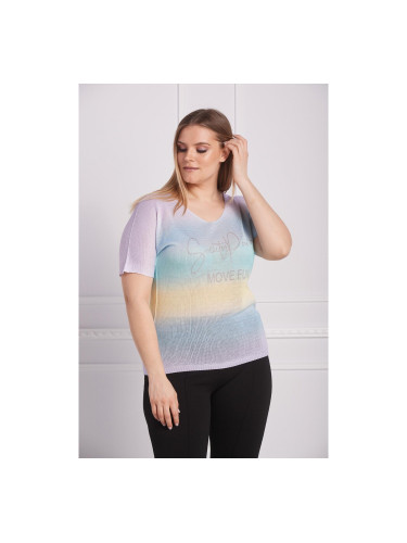 Плетена блуза plus size Tie-dye Жълто