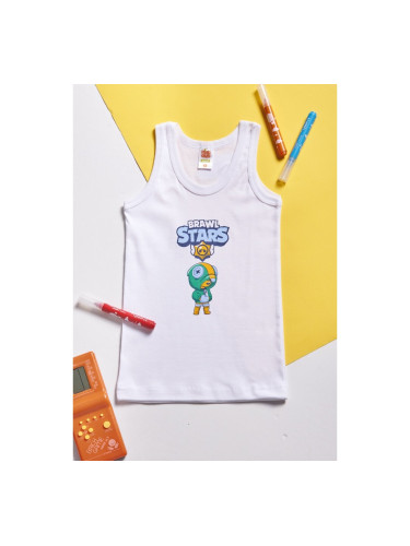 Детска тениска без ръкави с герой от видеоигри Бяло