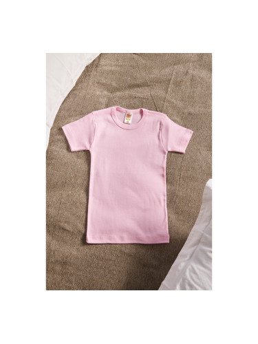 Детска едноцветна долна тениска с къс ръкав Розово