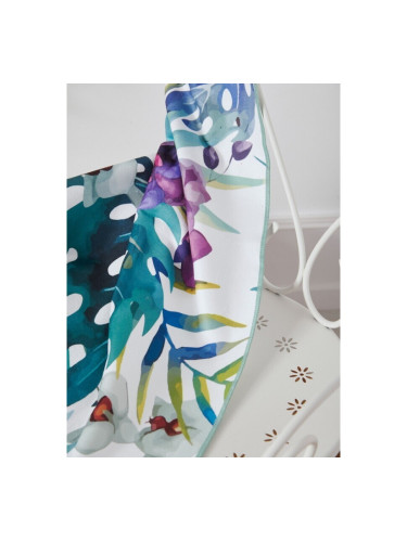 Плажна кърпа с цветни листа  (70x150cm) Бяло