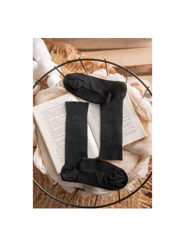 Мъжки памучни чорапи без ластик, едноцветни Черно