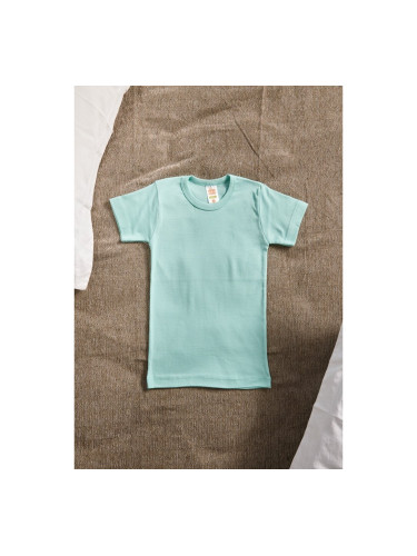 Детска едноцветна долна тениска с къс ръкав Синьозелено