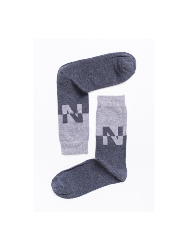 Двуцветни дамски чорапи с буквата N. Сиво
