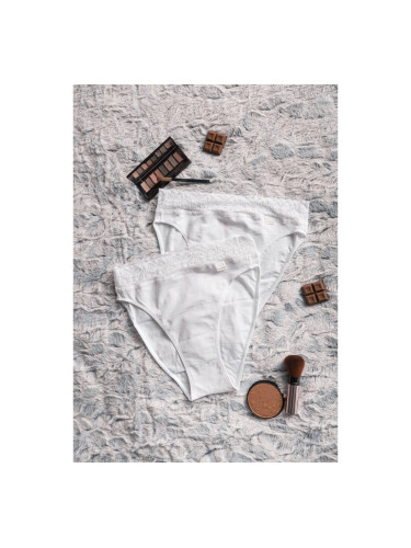 Дамски памучни бикини - ликра в икономична опаковка по 2 броя 90-89892 Бяло