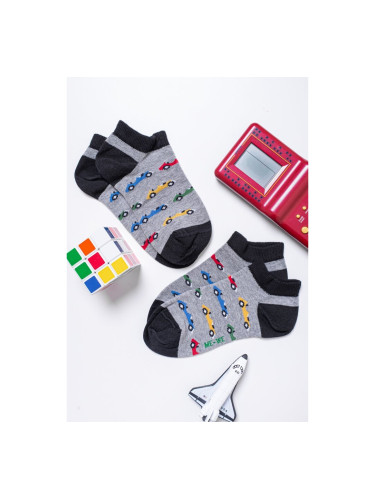 Детски къси чорапи ME-WE с коли, икономична опаковка от 2 бр Сиво