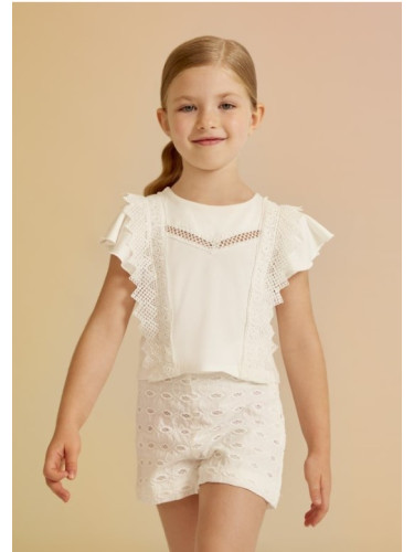 Детска официална блуза в бял цвят с рязани елементи Abel & Lula