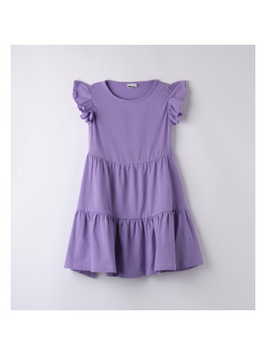Детска памучна рокля с къс ръкав в лилав цвят IDO
