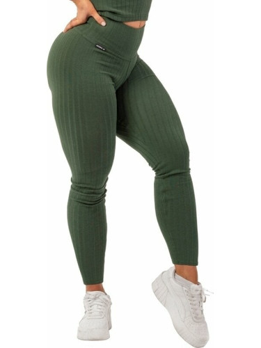Nebbia Organic Cotton Ribbed High-Waist Leggings Dark Green M Фитнес панталон