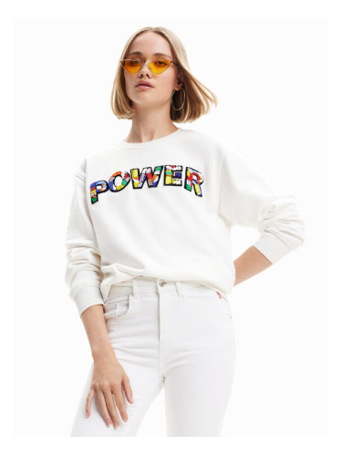 Desigual Суитшърт Power 23SWSK01 Бял Regular Fit