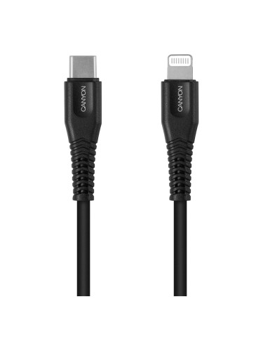 Кабел Canyon USB-C/Lightning 1.2м черен