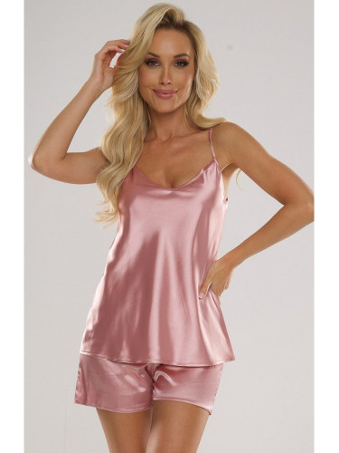 Сатенена дамска пижама в розов цвят 937 