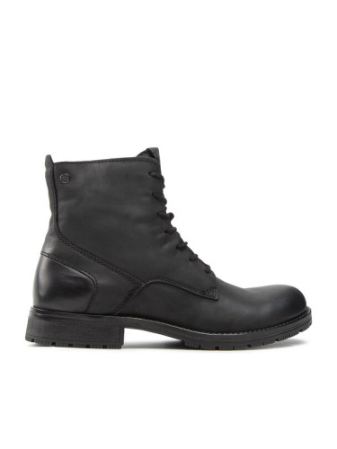 Jack&Jones Ботуши Jfworca Leather 12159497 Черен