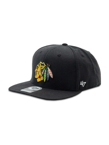 Шапка с козирка 47 Brand NHL Chicago Blackhawks No Shot '47 CAPTAIN H-NSHOT04WBP-BKB Черен