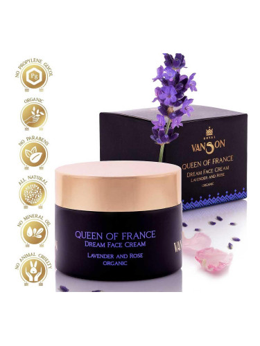 Органик подхранващ крем за лице Лавандула и Роза Royal Van Son Queen Of France Face Cream