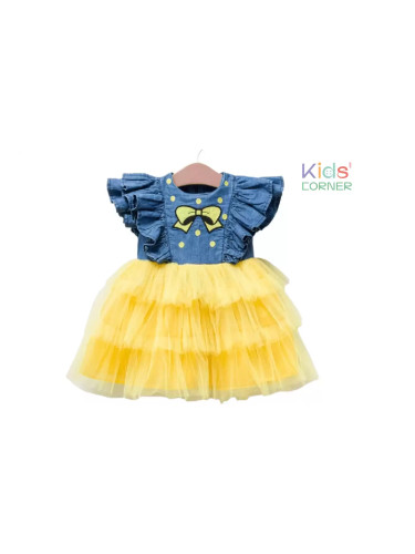 Бебешка лятна дънкова рокля Yellow Bow