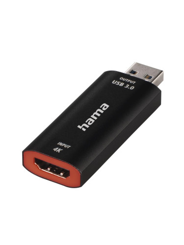 Video Recording стик HAMA 74257, HDMI женско - USB мъжко, 4К, Черен