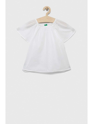Детска памучна блуза United Colors of Benetton в бяло