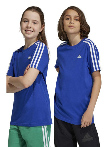Детска тениска adidas U 3S в синьо с изчистен дизайн