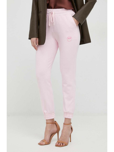 Памучен спортен панталон Pinko в розово с принт