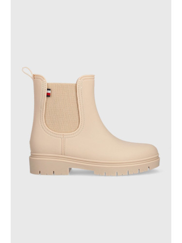 Гумени ботуши Tommy Hilfiger Fw0fw06897 Matt Ankle Rainboot With Elastic в бежово