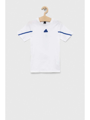 Детска памучна тениска adidas B D4GMDY в бяло с принт