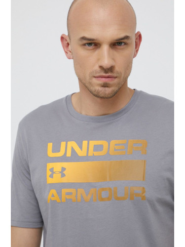 Тениска за трениране Under Armour Team Issue Wordmark в сиво с принт 1329582