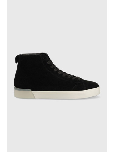 Велурени маратонки Calvin Klein High Top Lace Up Sue в черно