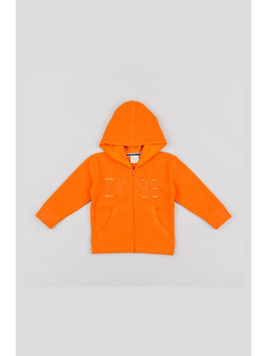 Детски суичър zippy в оранжево с качулка с принт