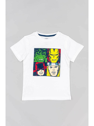 Детска памучна тениска zippy x Marvel в тъмносиньо с принт