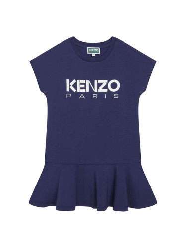 Детска рокля Kenzo Kids в тъмносиньо къс модел разкроен модел