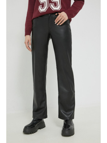 Панталони Hollister Co. в черно със стандартна кройка, с висока талия