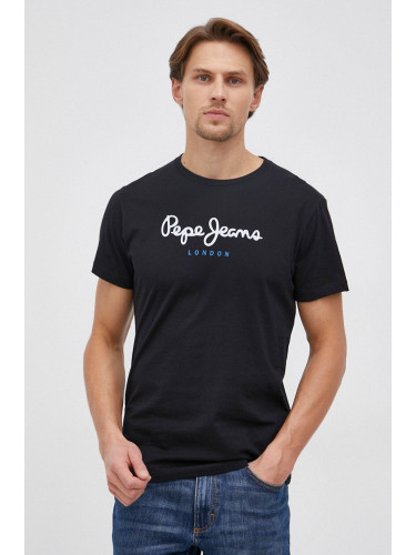 Памучна тениска Pepe Jeans Eggo N в тъмносиньо PMB10397