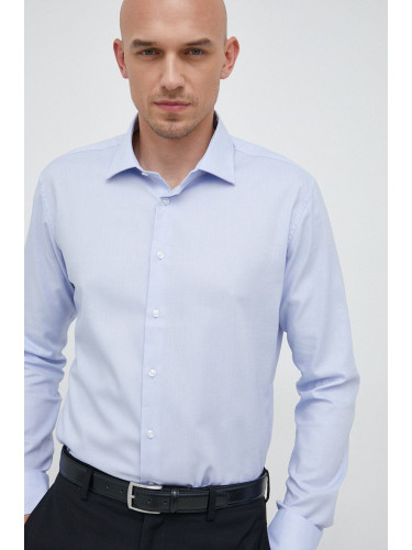 Памучна риза Seidensticker X-Slim мъжка в синьо с кройка по тялото класическа яка 01.493650