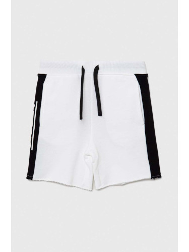 Детски памучен къс панталон Sisley в бяло с регулируема талия