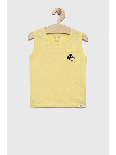 Детска памучна тениска GAP x Disney в жълто с апликация