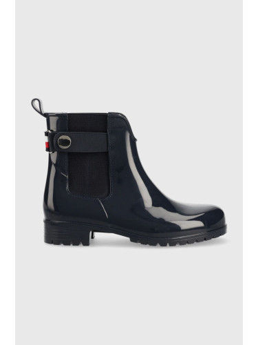 Гумени ботуши Tommy Hilfiger Ankle Rainboot With Metal Detail в тъмносиньо