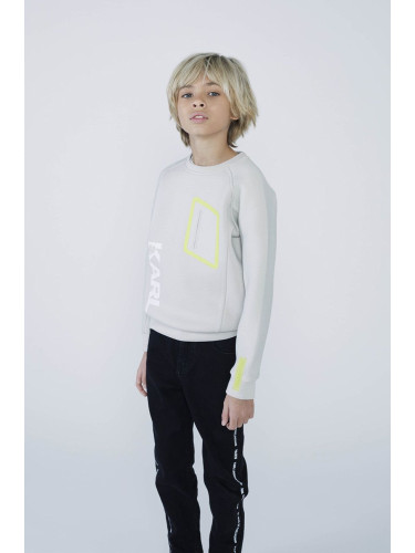 Детски суичър Karl Lagerfeld в бежово с принт