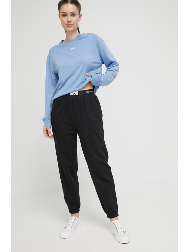 Домашен спортен панталон от памук Calvin Klein Underwear в черно меланж на 000QS6943E