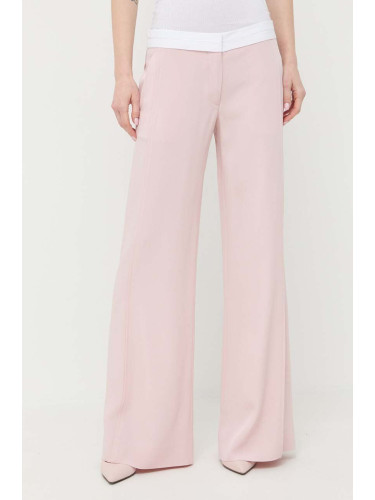 Панталон Victoria Beckham в розово с широка каройка, със стандартна талия