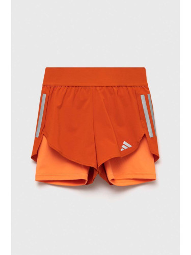 Детски къси панталони adidas G RUN 2in1 SHO в оранжево с принт с регулируема талия