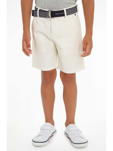 Детски къси панталони Tommy Hilfiger в бяло с регулируема талия