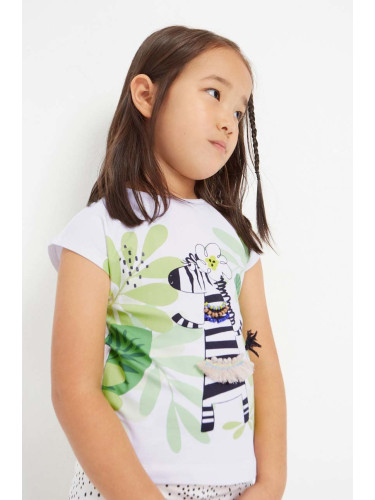 Детска памучна тениска Mayoral в зелено