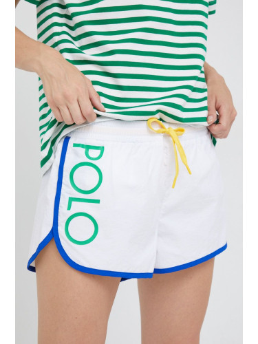 Къси панталони Polo Ralph Lauren в бяло с изчистен дизайн със стандартна талия