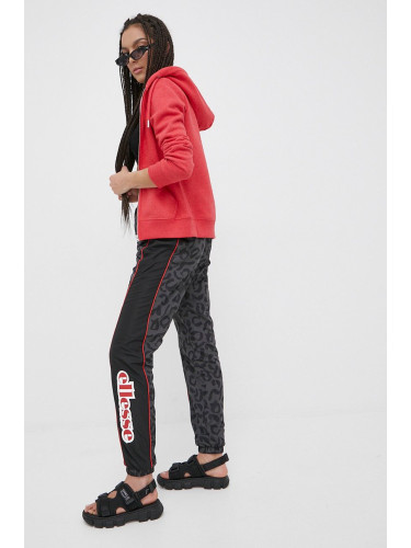 Спортен панталон Ellesse дамско в черно с кройка тип jogger, с висока талия