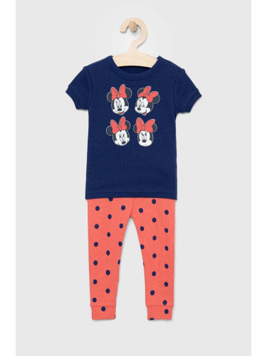 Детска памучна пижама GAP x Disney в тъмносиньо с десен