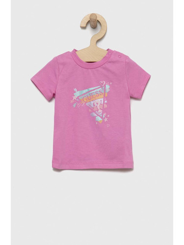 Бебешка тениска Guess в лилаво