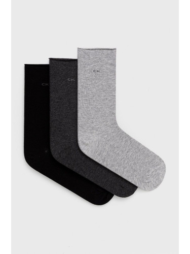 Чорапи Calvin Klein (3 чифта) дамски в сиво
