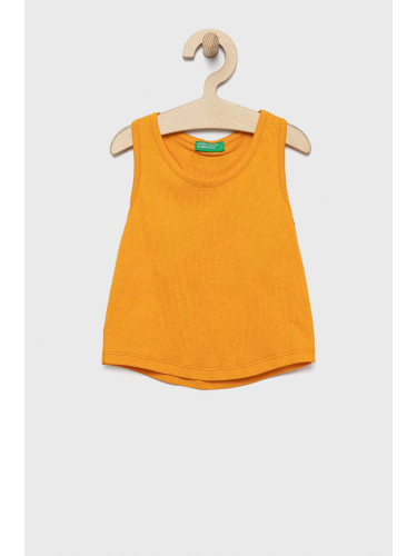 Детски памучен топ United Colors of Benetton в оранжево