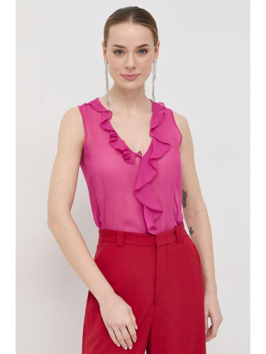 Копринена блуза Patrizia Pepe в розово с изчистен дизайн