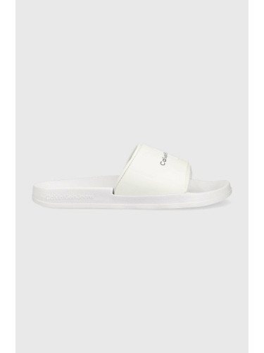 Чехли Calvin Klein Jeans SLIDE MONOGRAM TPU в бяло YM0YM00361